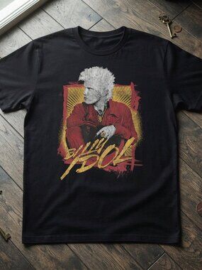 Billy Idol Vintage 80s Rocker Graphic Black T-Shirt